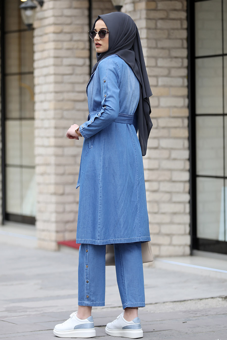 BLUE JEAN COAT AND PANT SUIT