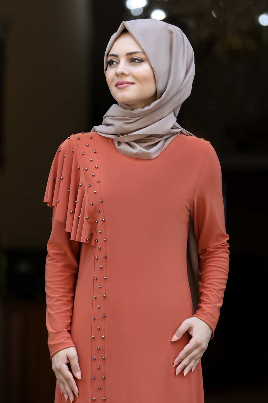 BRICK COLOR TUNIC AND PANT SUIT