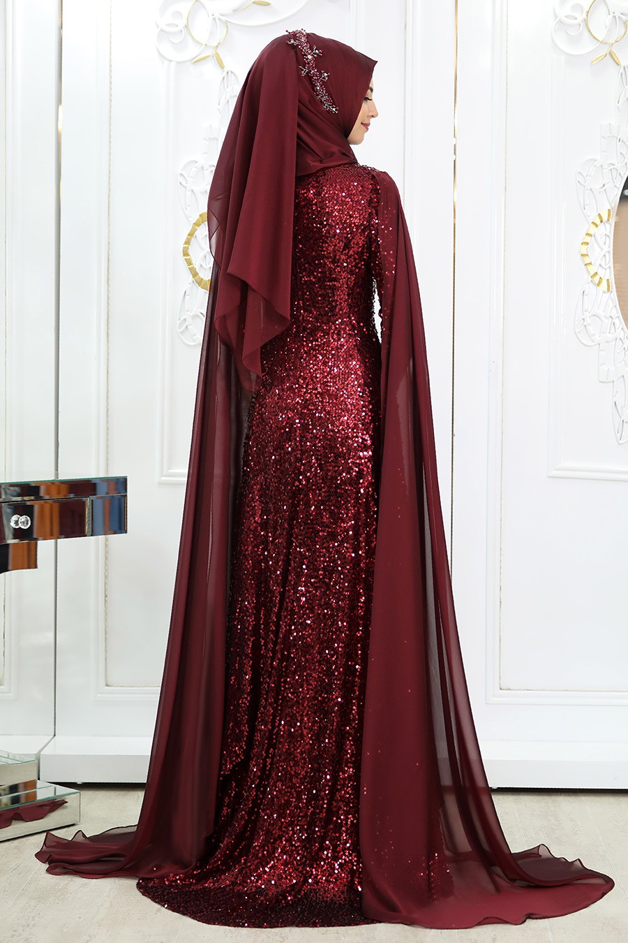 CLARET RED EVENING DRESS