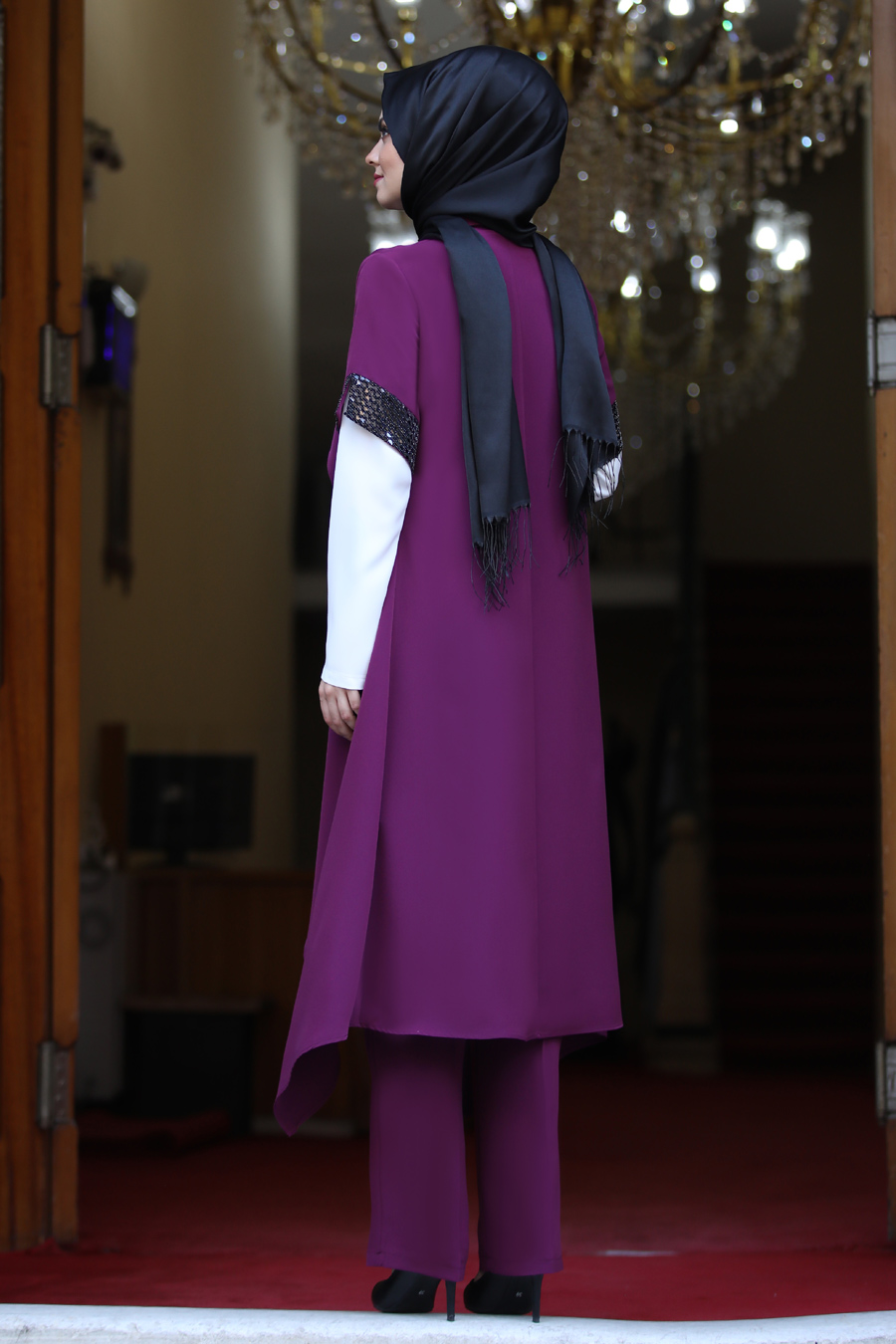 FUCHIA VEST TUNIC AND PANT SUIT FUCHIA VEST TUNIC AND PANT SUIT