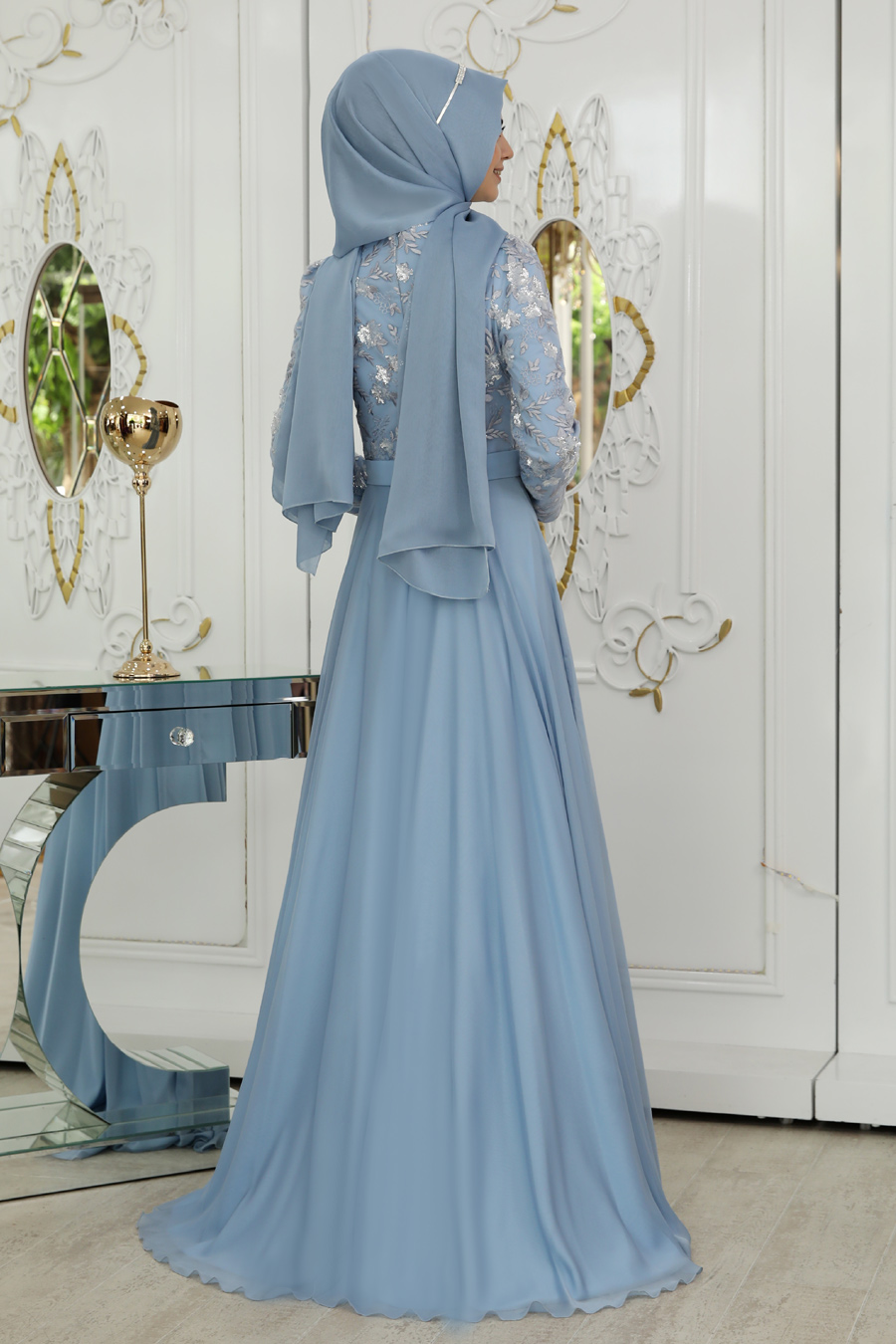BABY BLUE EVENING DRESS