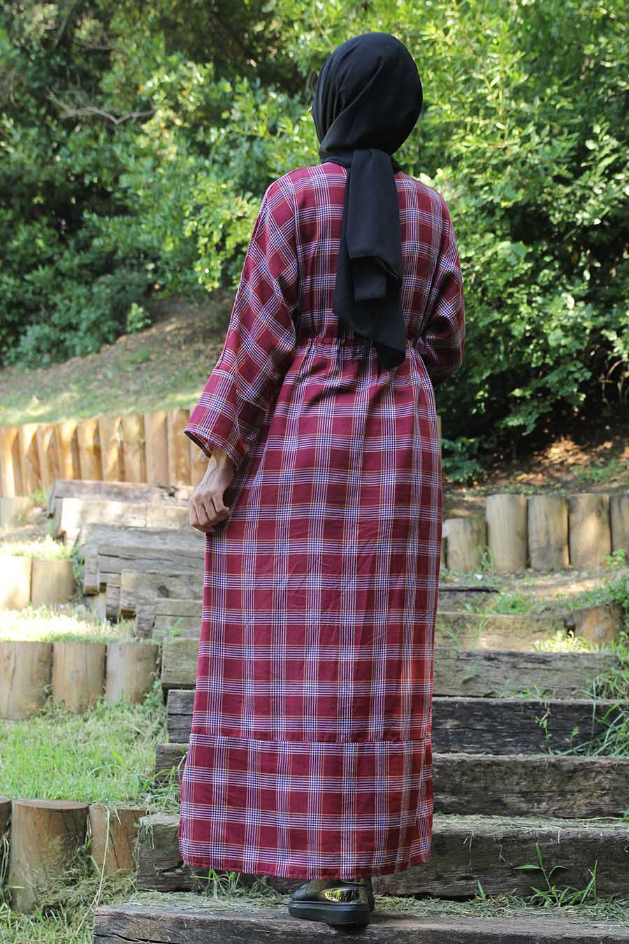 PLAID CLARET RED DRESS