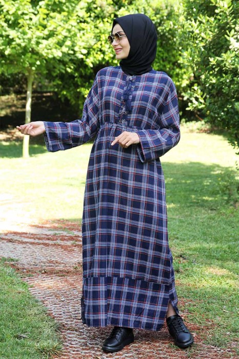 PLAID NAVY BLUE DRESS