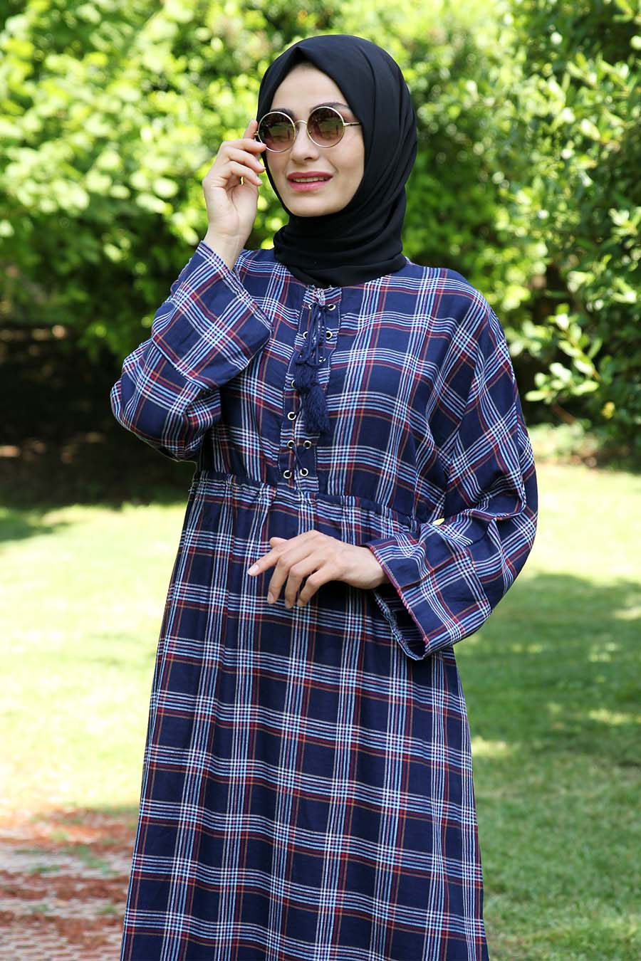 PLAID NAVY BLUE DRESS