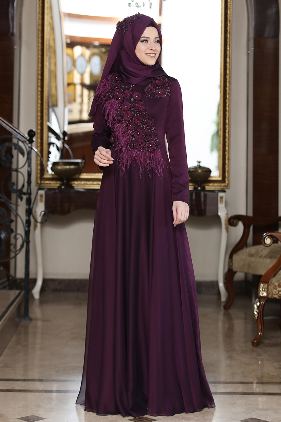 plum evening gowns