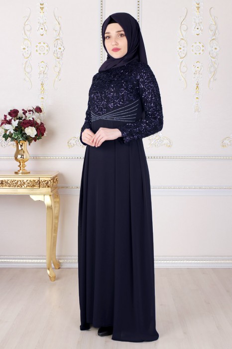 NAVY BLUE EVENING DRESS