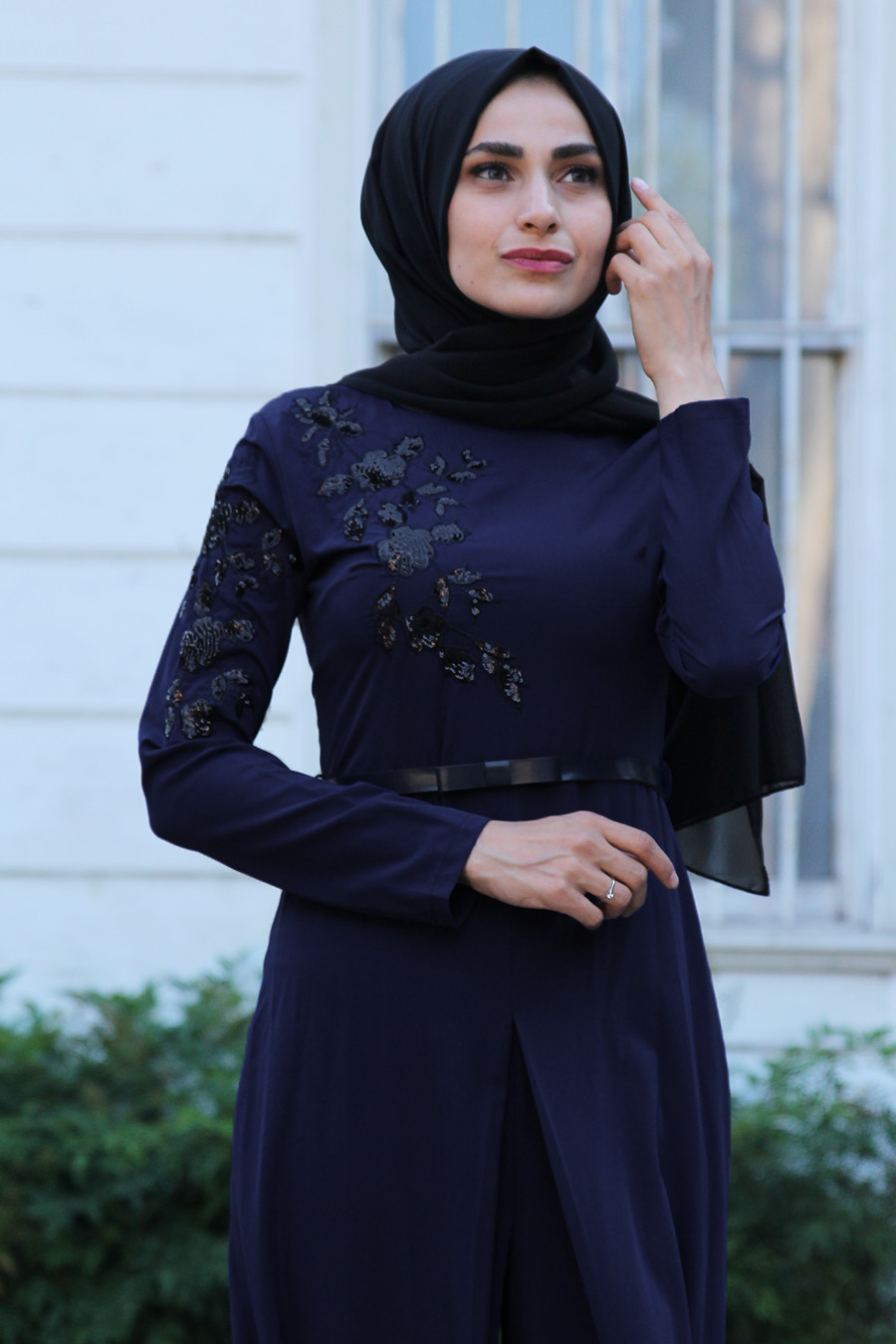 navy blue sequin jumpsuit