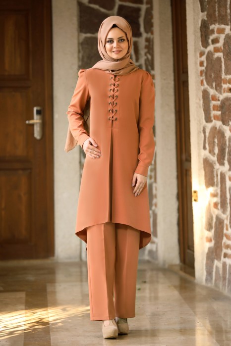 TAN COLOR TUNIC AND PANT SUIT