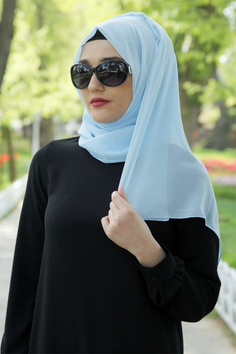 PLAIN BABY BLUE SHAWL