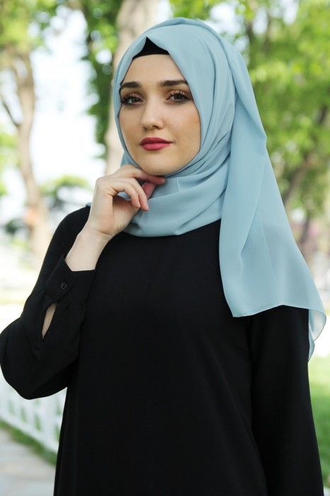 PLAIN ICE BLUE SHAWL