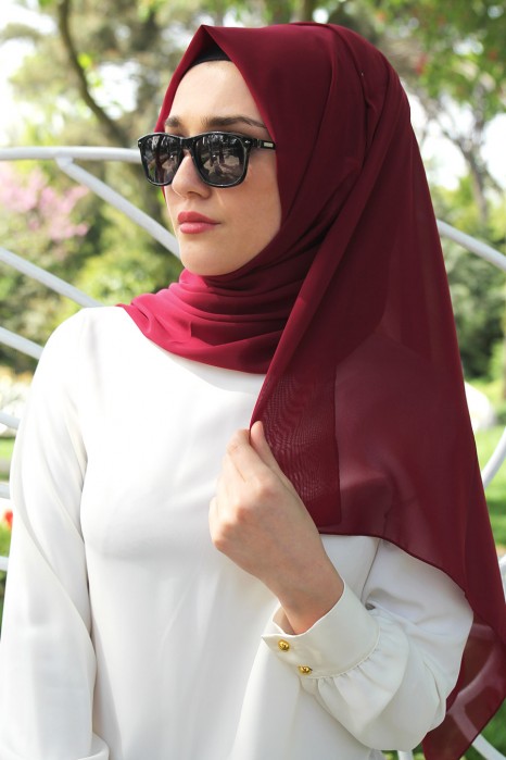 PLAIN CHERRY COLOR SHAWL