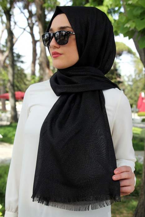 SILVERY BLACK SHAWL