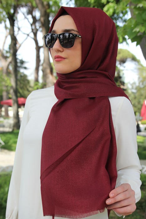 SILVERY CLARET RED SHAWL