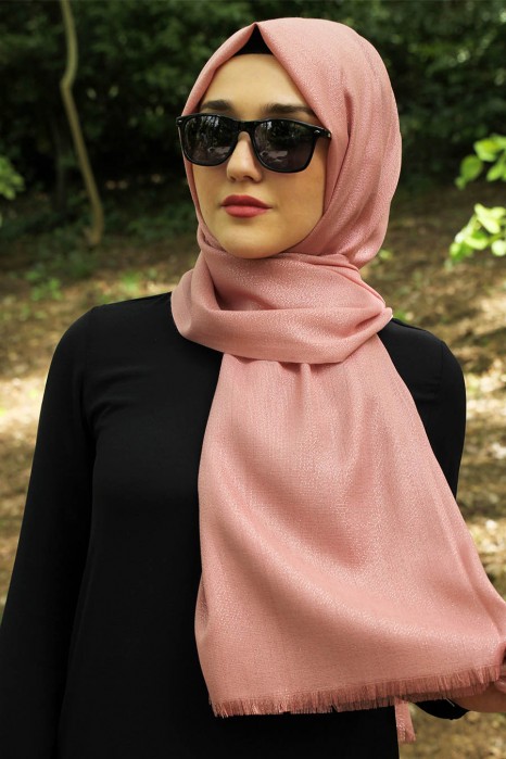 SILVERY POWDER PINK SHAWL