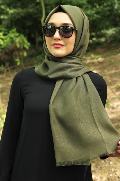 SILVERY KHAKI SHAWL