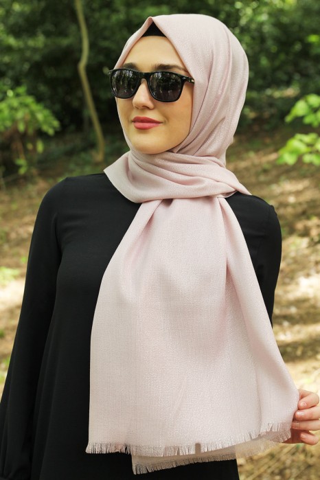 SILVERY POWDER PINK SHAWL
