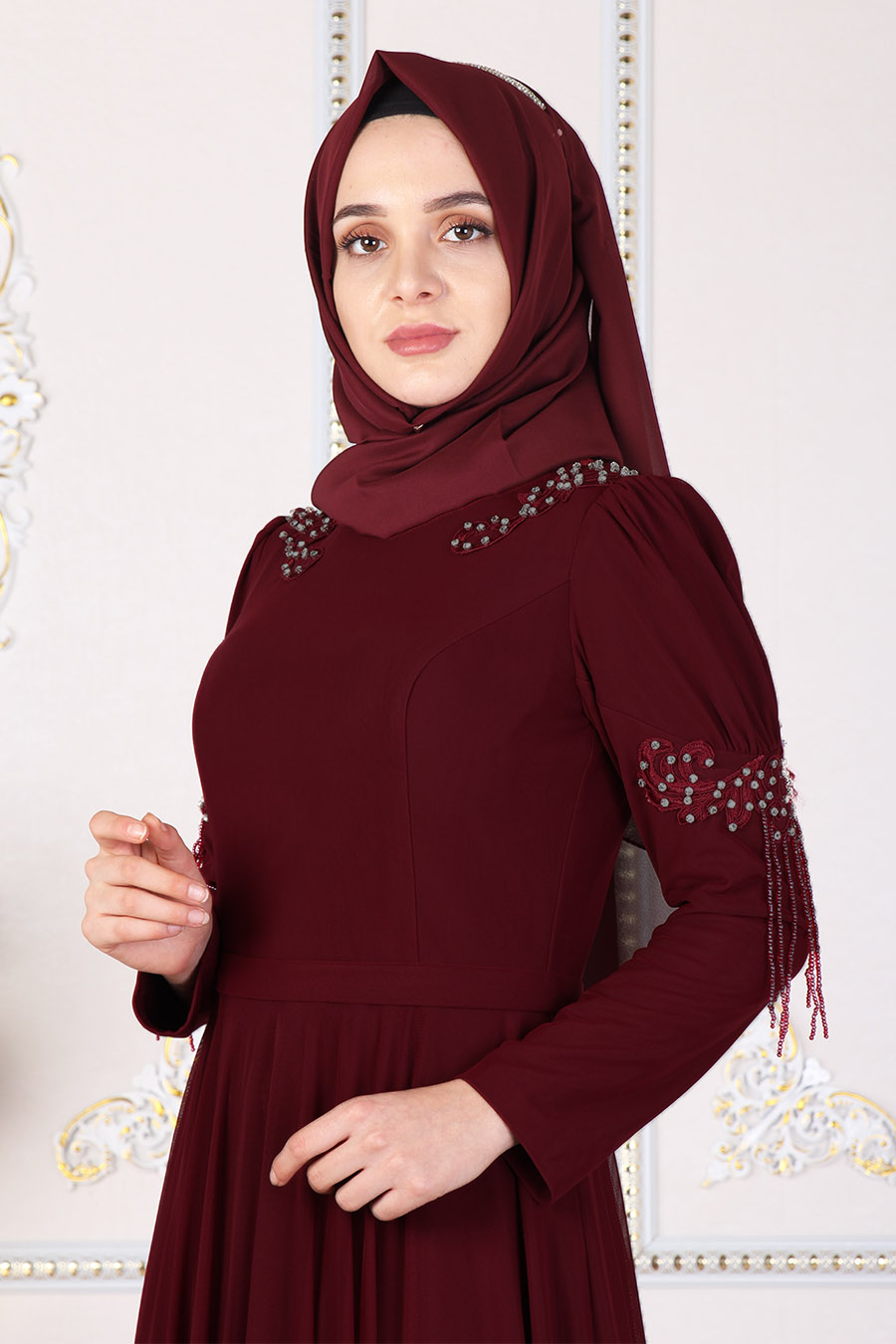 CLARET RED EVENING DRESS