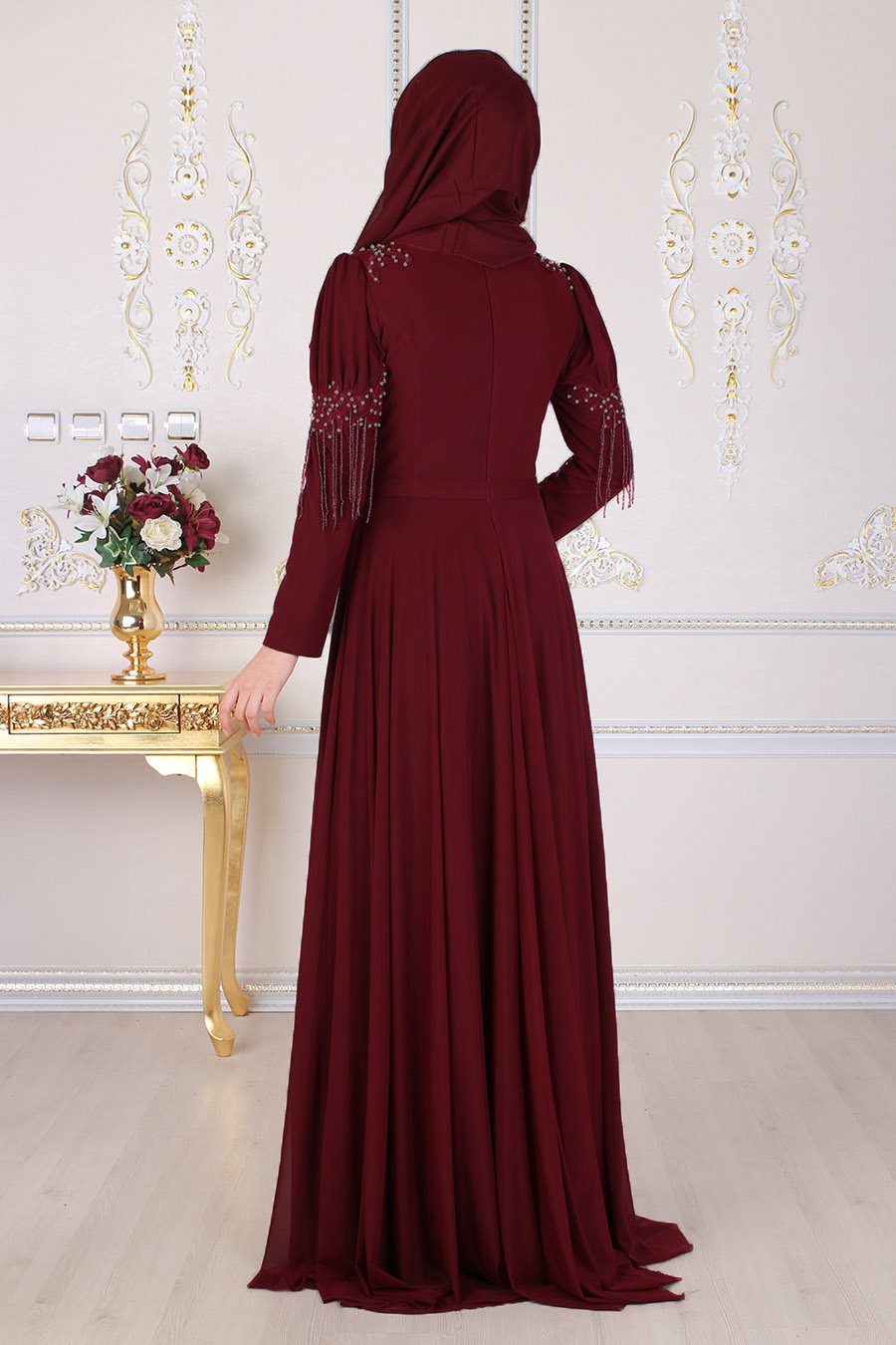 CLARET RED EVENING DRESS