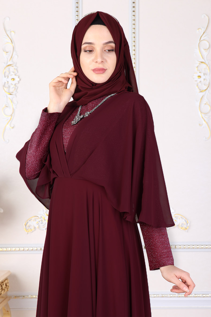 CLARET RED EVENING DRESS