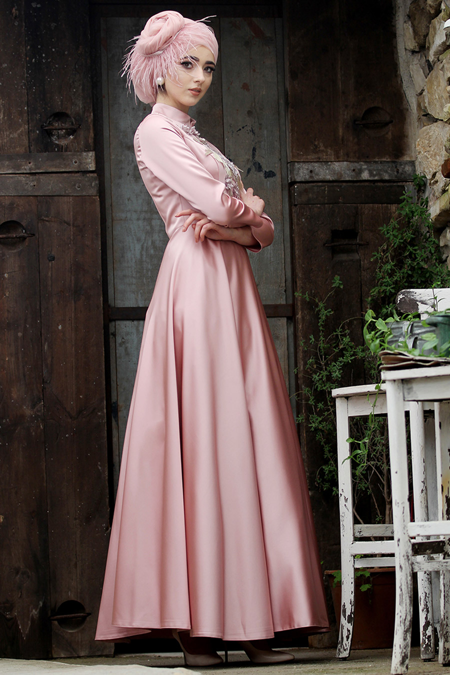 ROSE COLOR EVENING DRESS