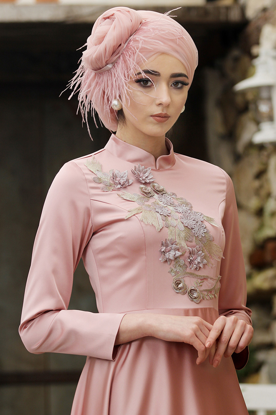 ROSE COLOR EVENING DRESS