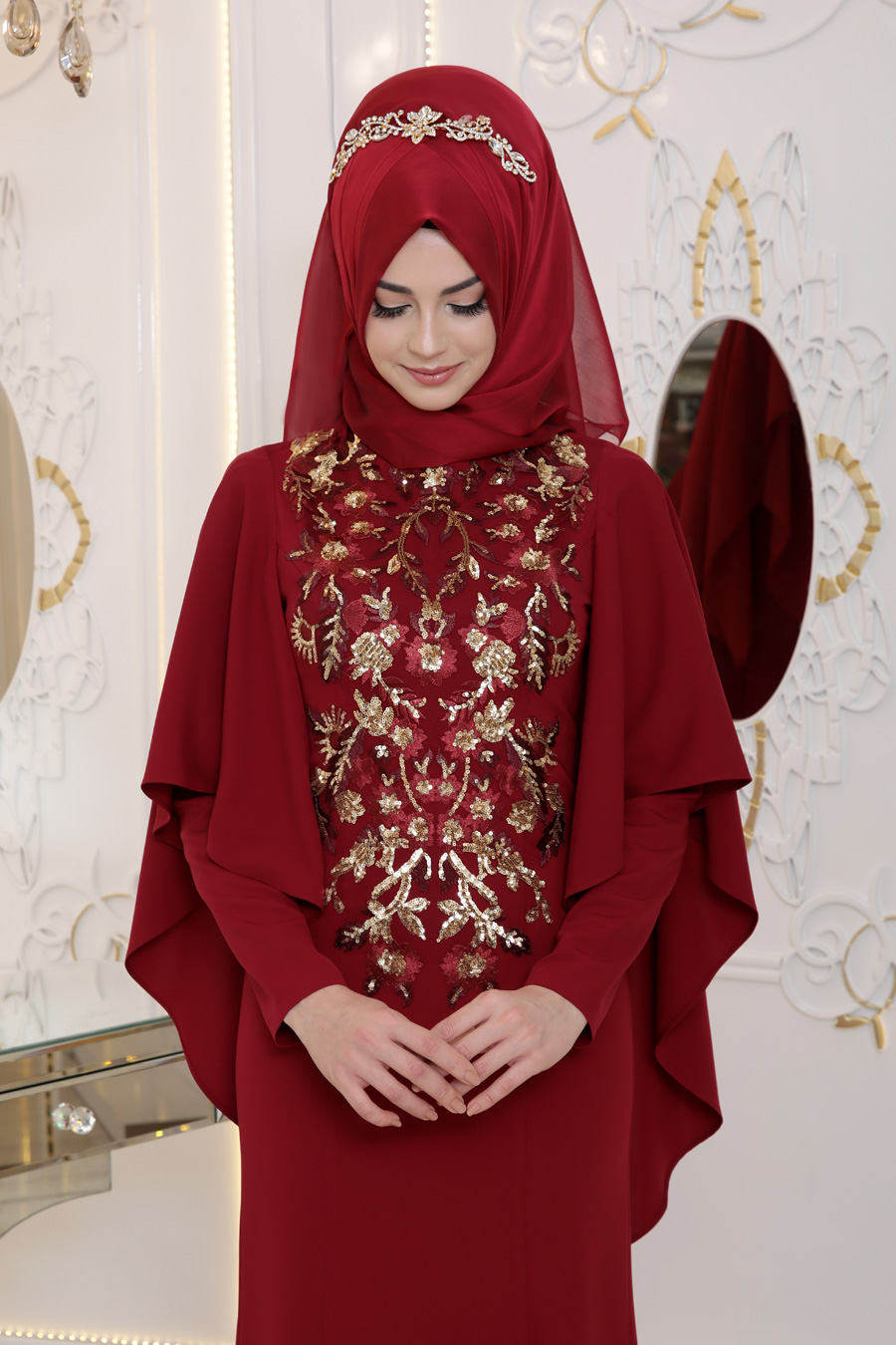 CLARET RED EVENING DRESS