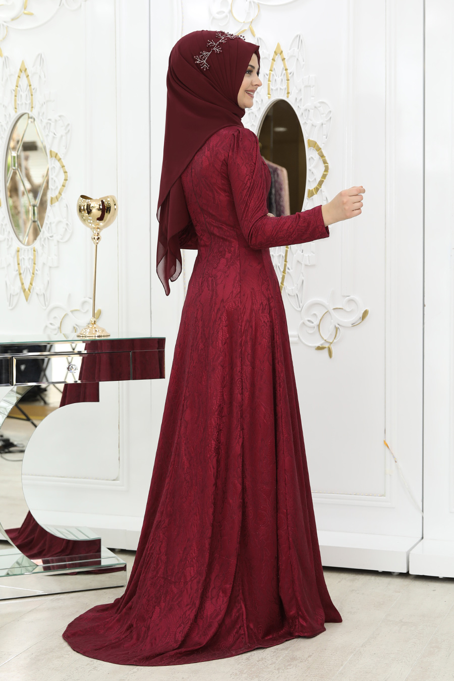 CLARET RED EVENING DRESS