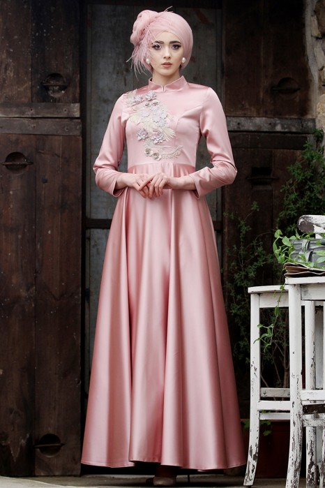 ROSE COLOR EVENING DRESS