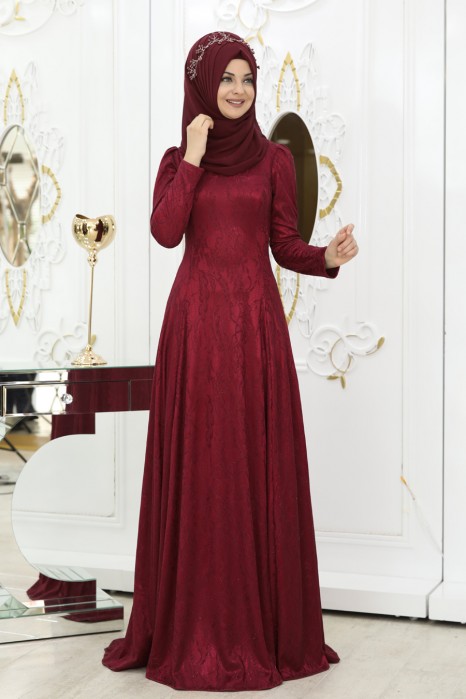 CLARET RED EVENING DRESS