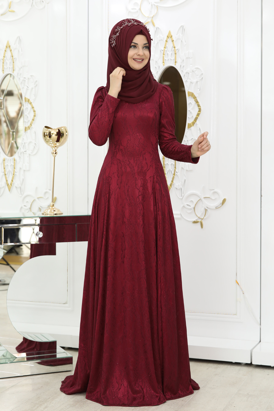 CLARET RED EVENING DRESS
