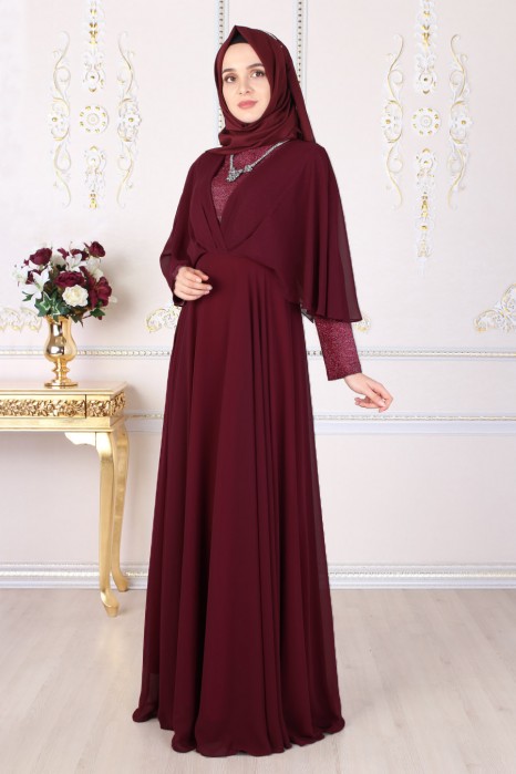 CLARET RED EVENING DRESS