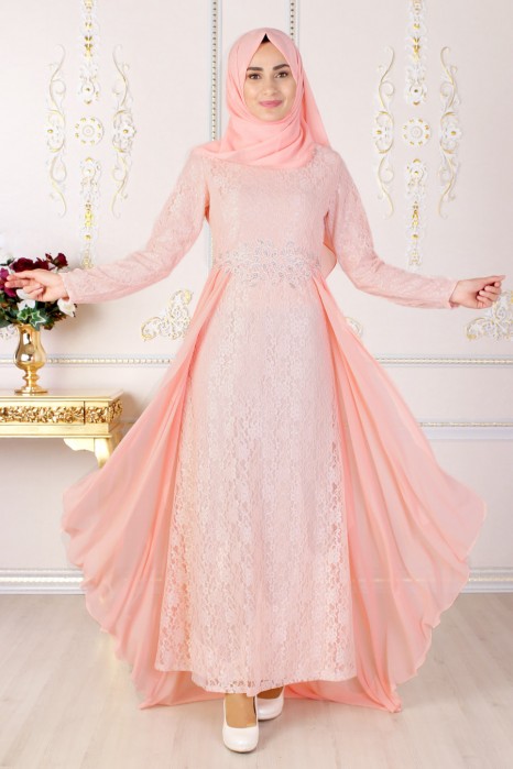 SALMON EVENING DRESS