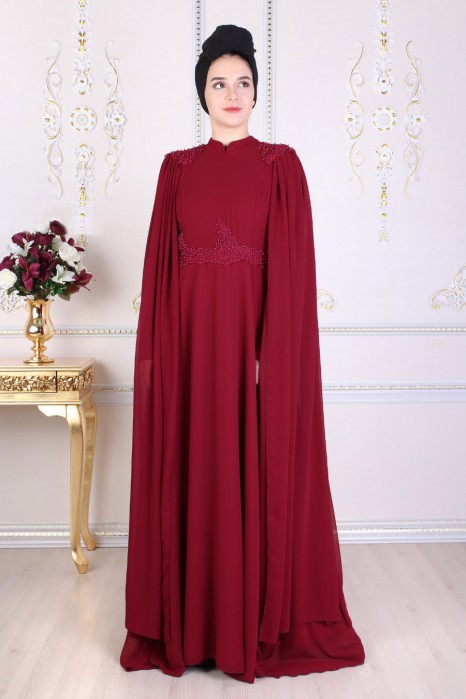 CLARET RED EVENING DRESS