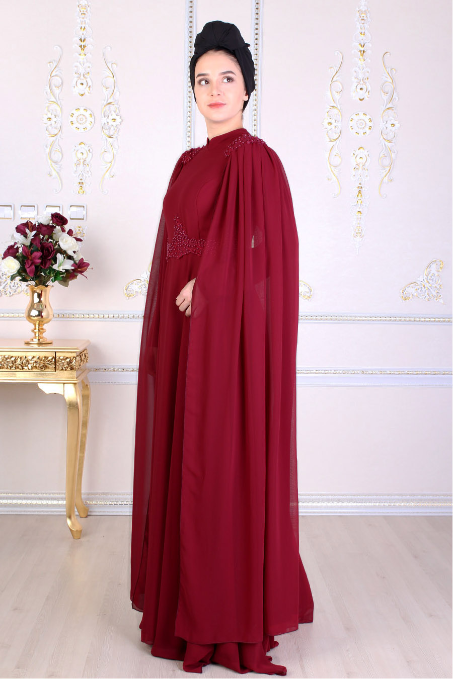 CLARET RED EVENING DRESS