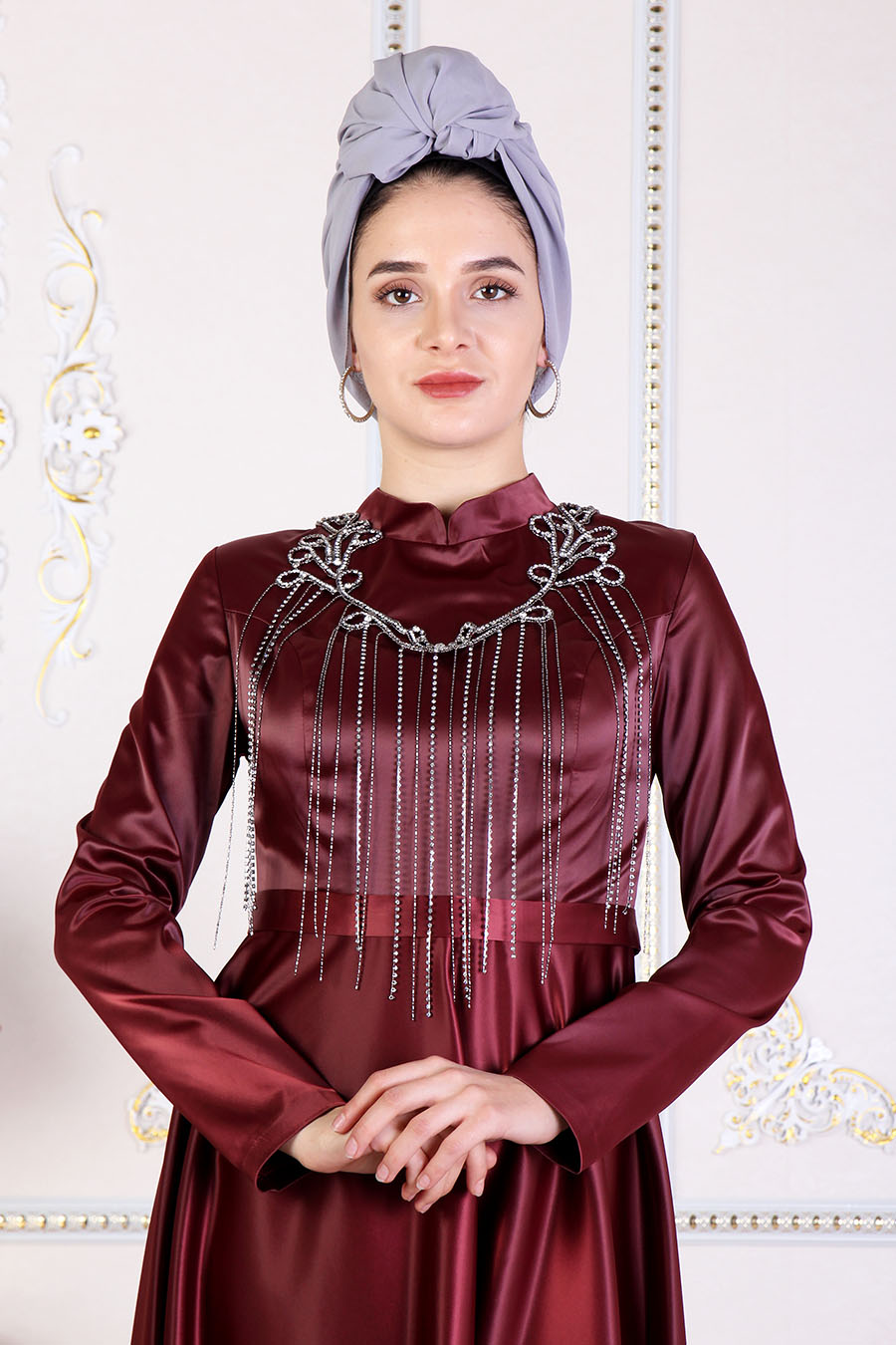 CLARET RED EVENING DRESS