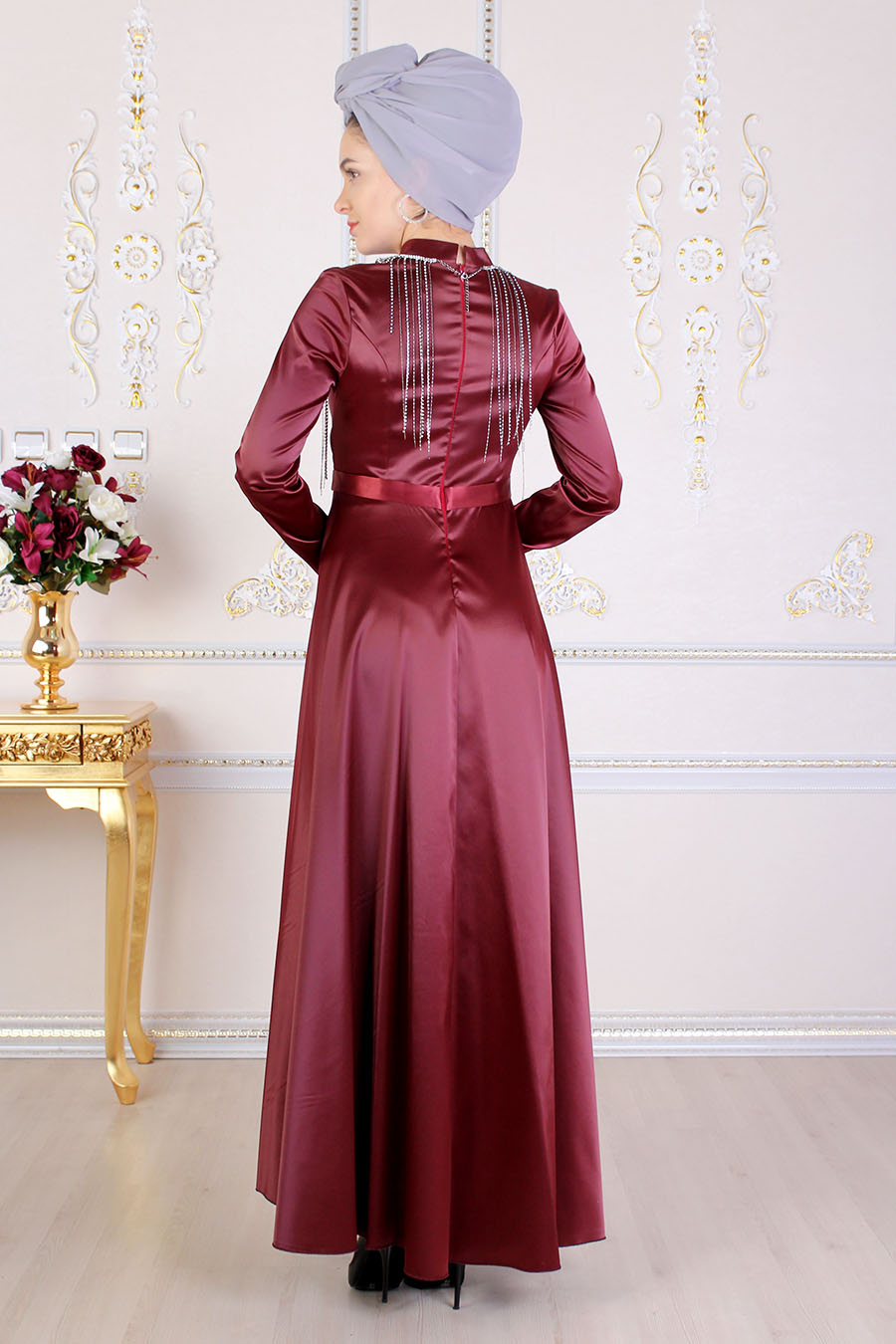CLARET RED EVENING DRESS