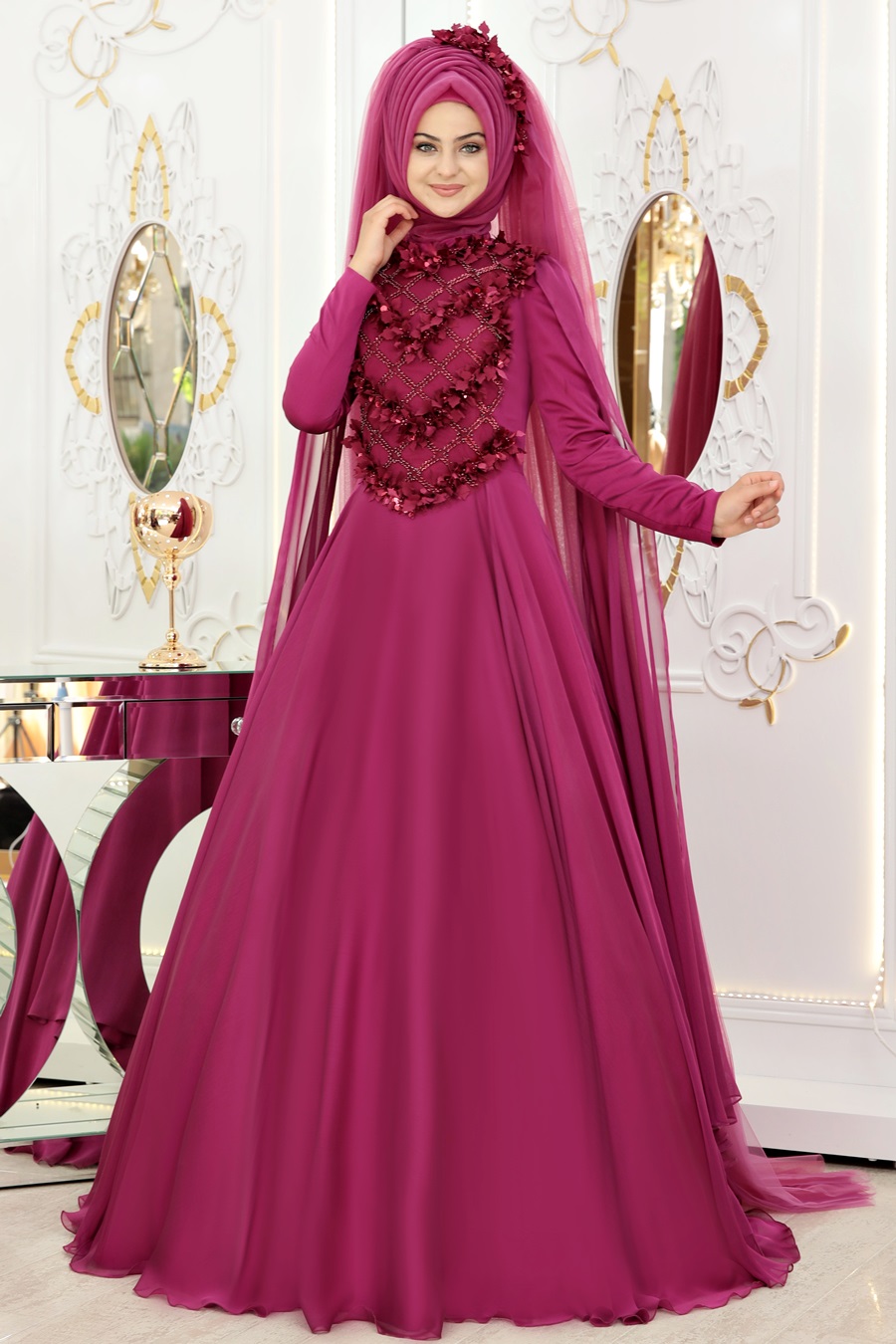 FUCHSIA EVENING DRESS