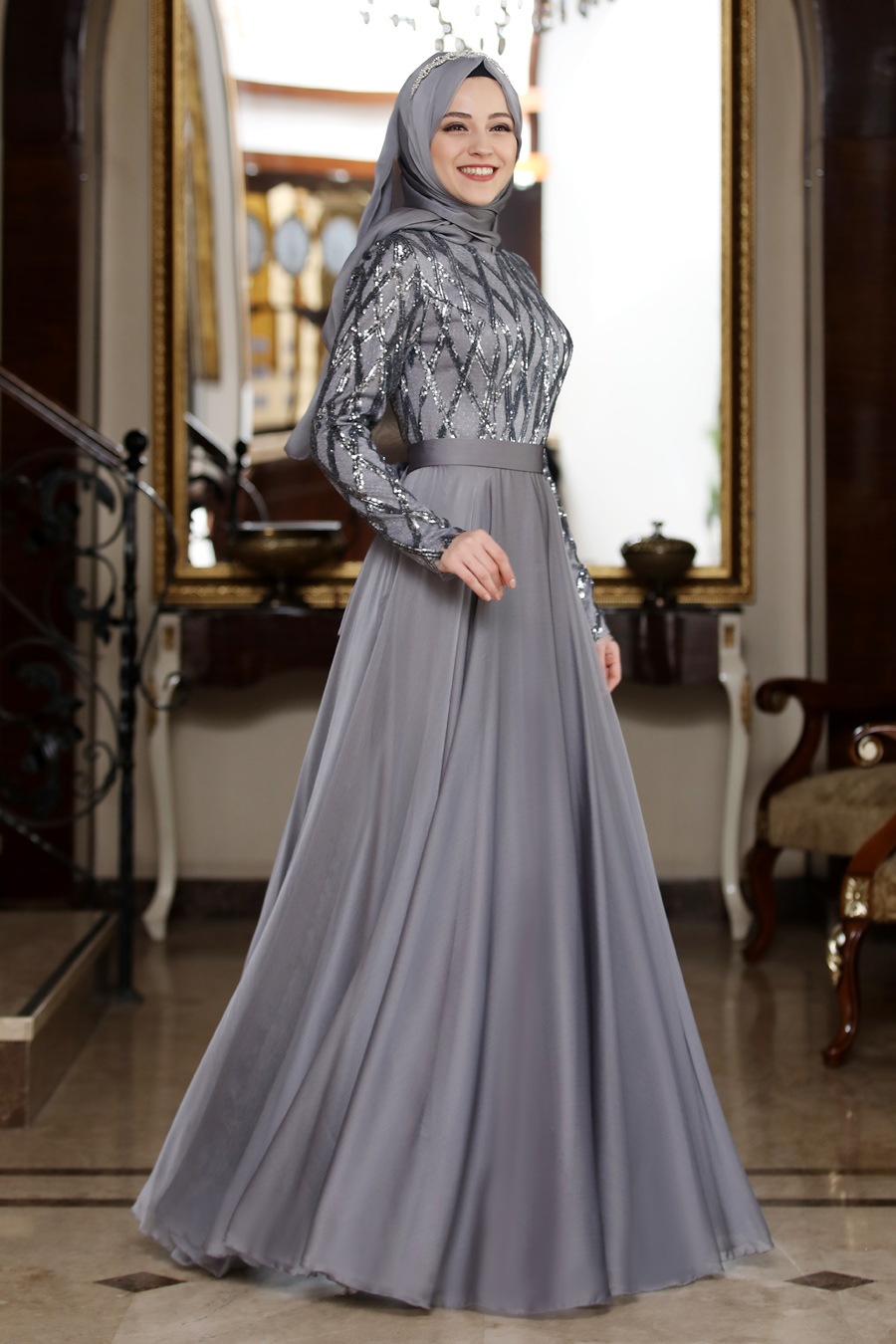 Grey Evening Dress