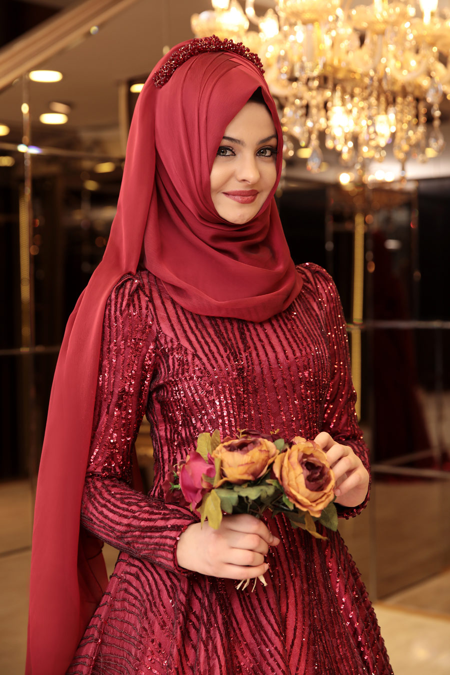 CLARET RED EVENING DRESS