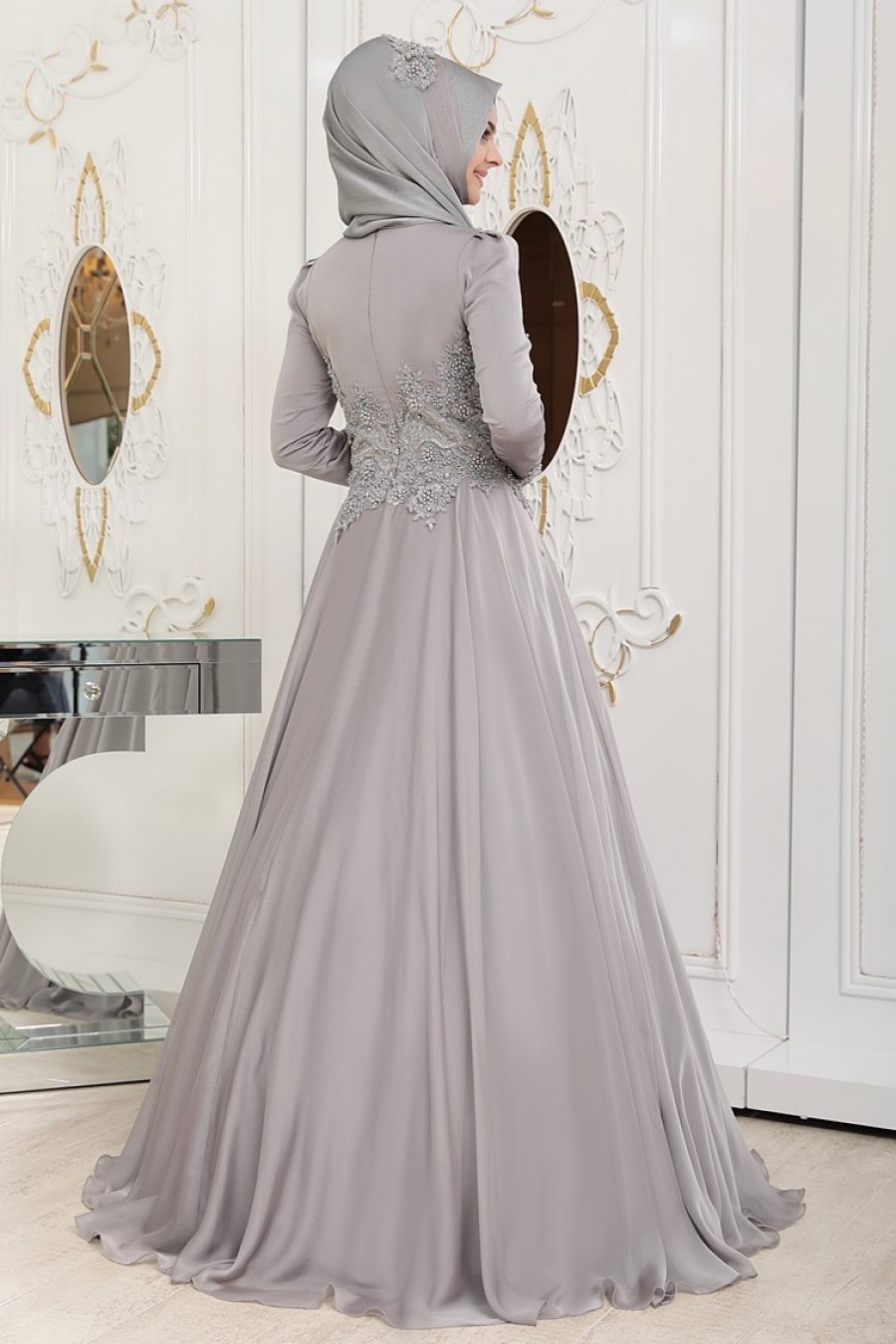 GREY EVENING DRESS