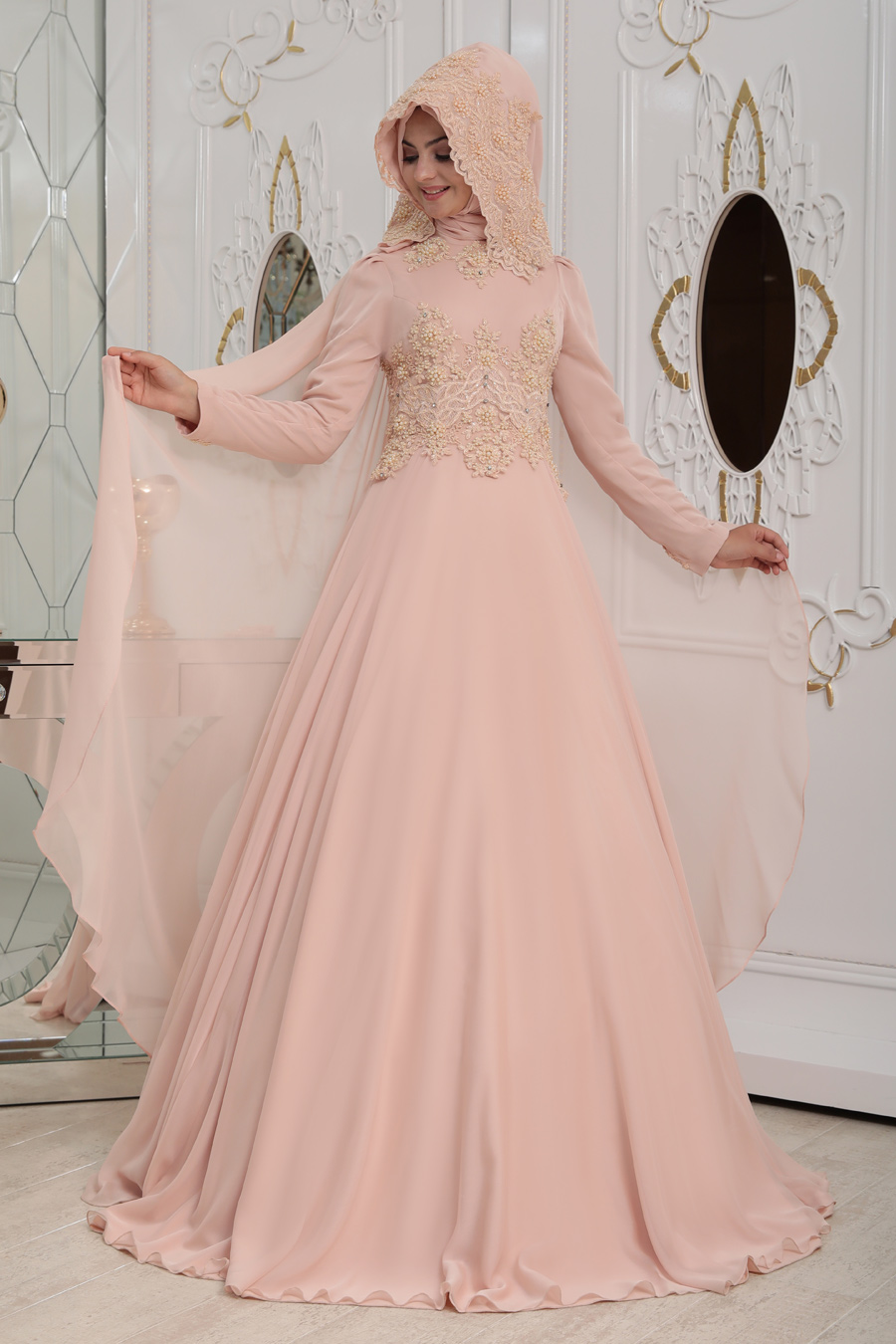Salmon Evening Dress