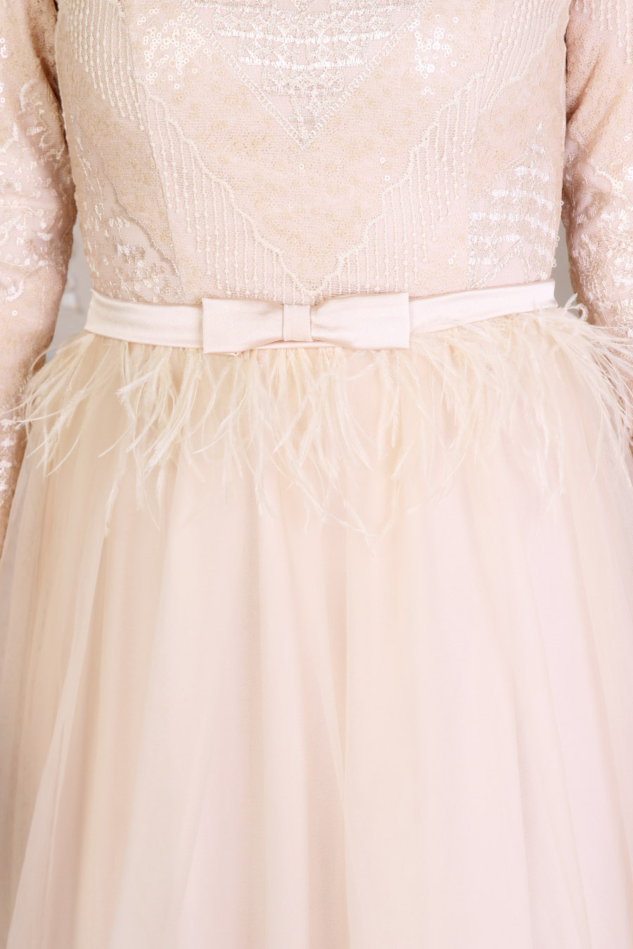 Ecru Color Evening Dress