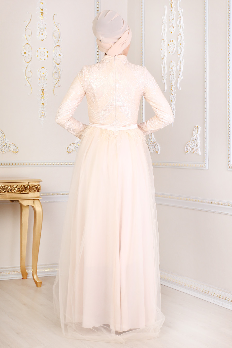 Ecru Color Evening Dress