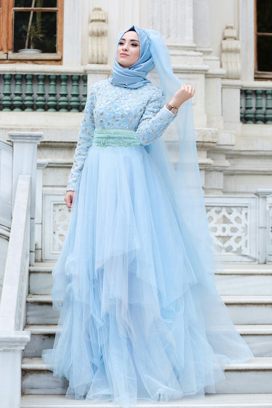 BLUE EVENING DRESS