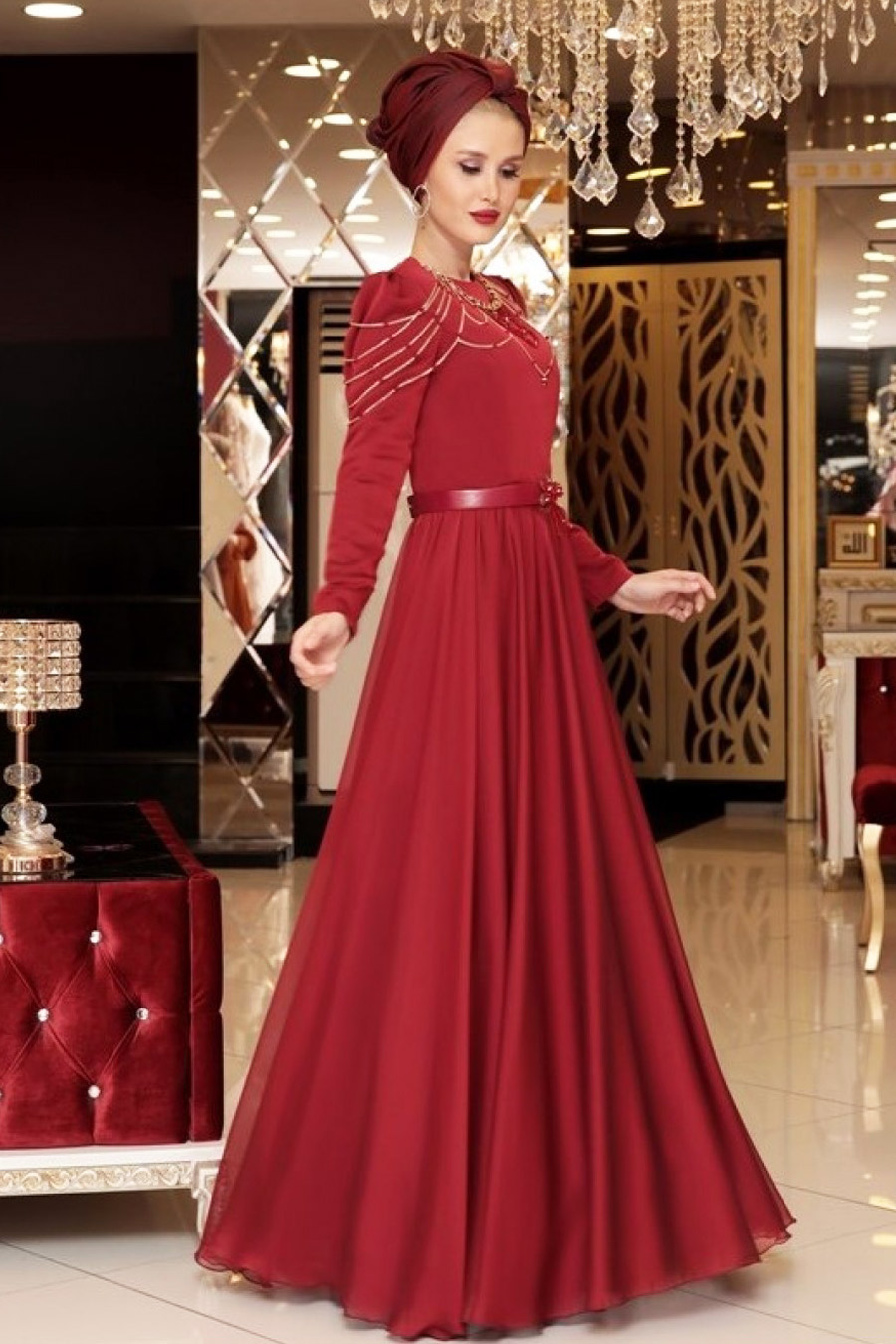 RED COLOR EVENIN DRESS