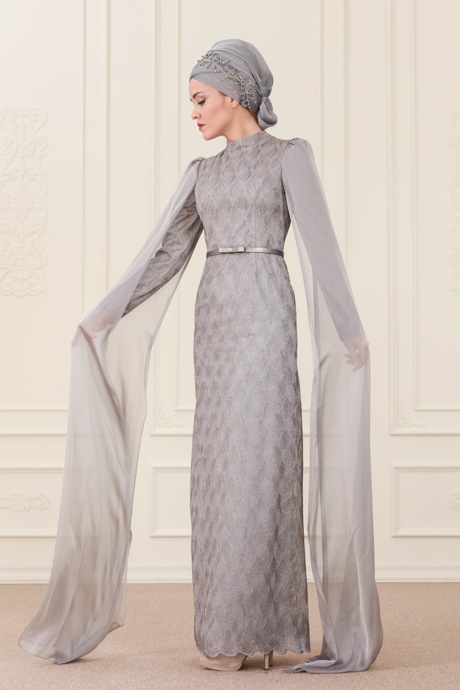 GREY EVENING DRESS
