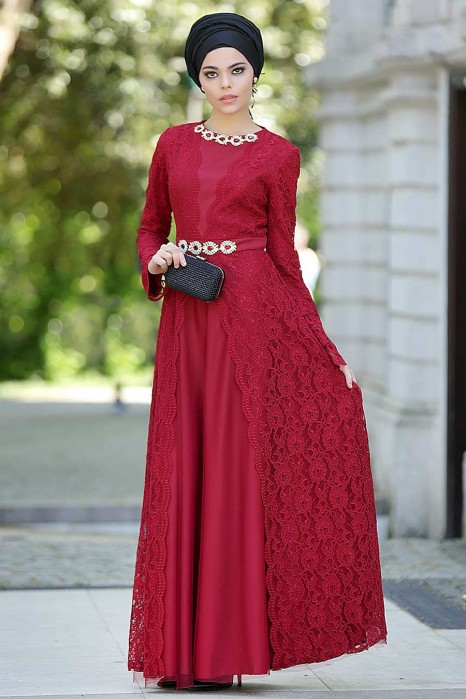 CLARET RED EVENING DRESS