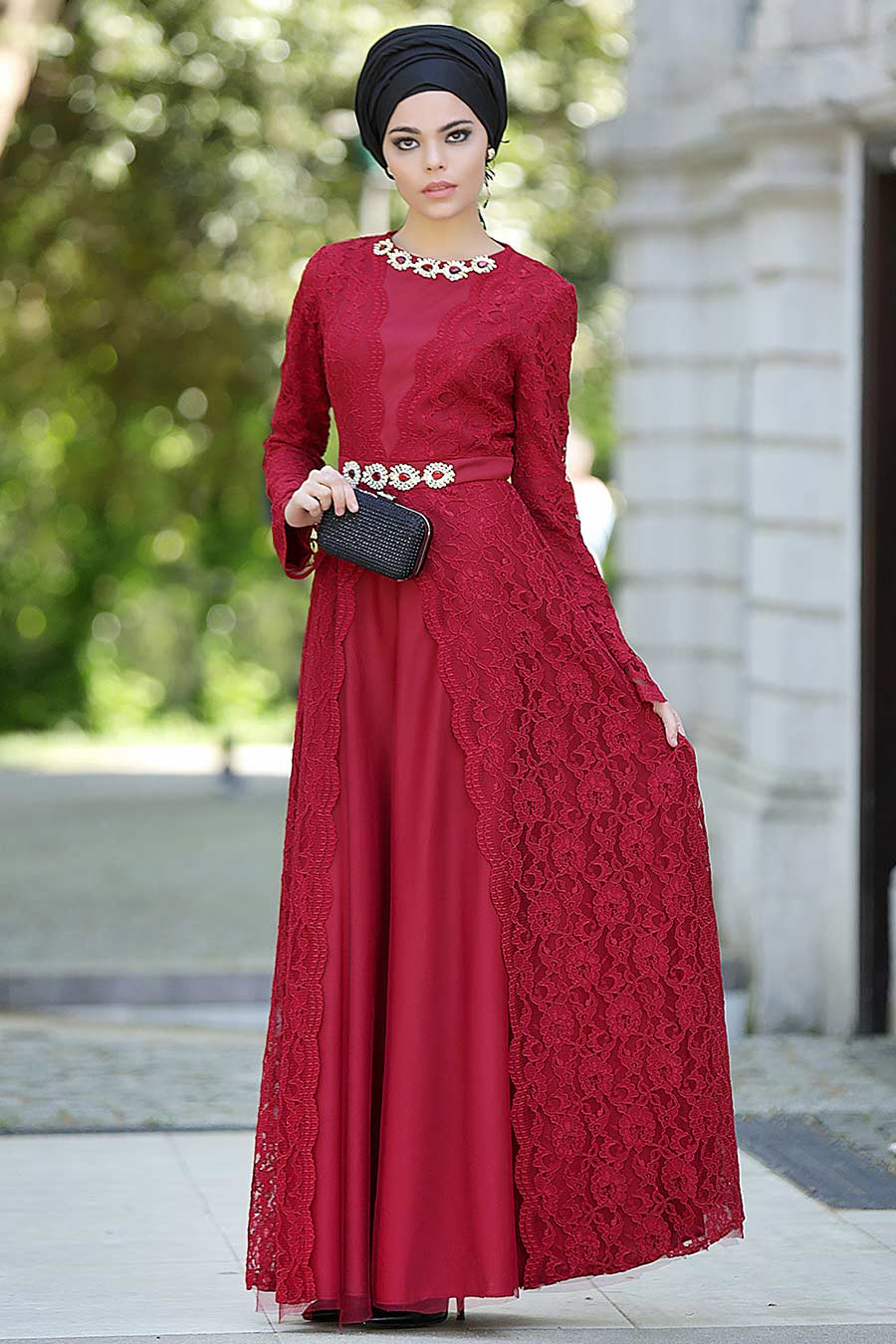 CLARET RED EVENING DRESS