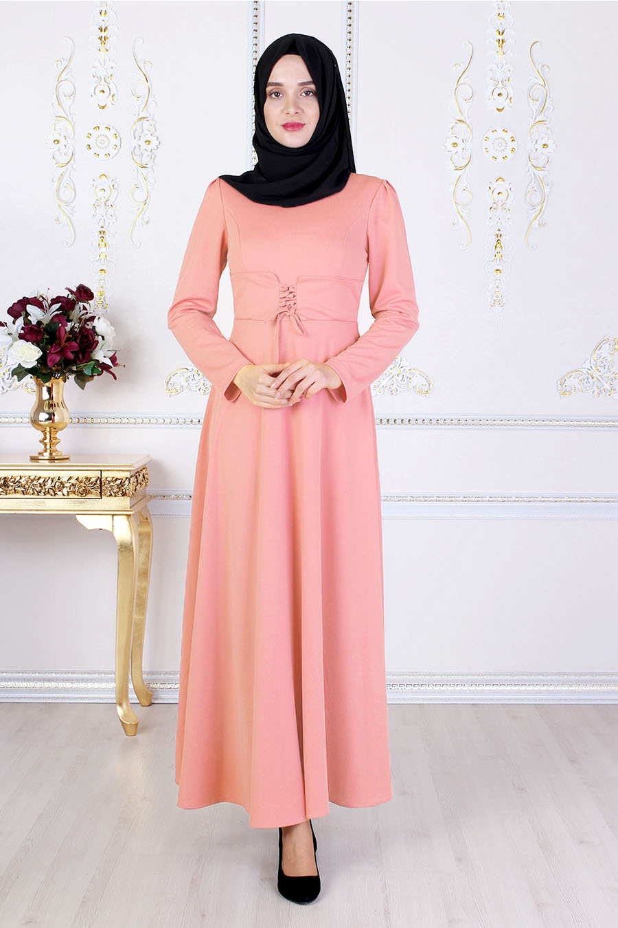 salmon colour dress