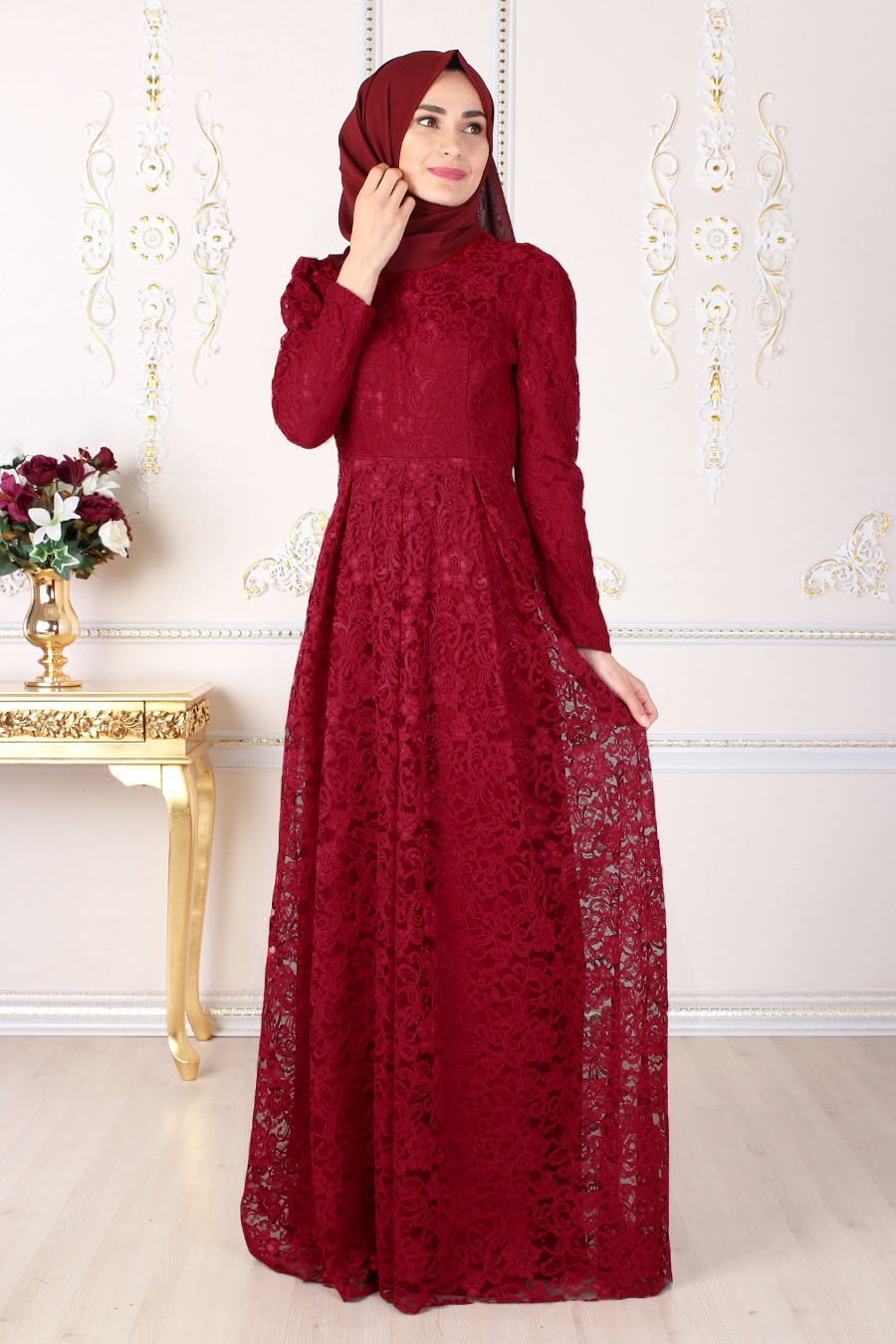 CLARET RED EVENING DRESS
